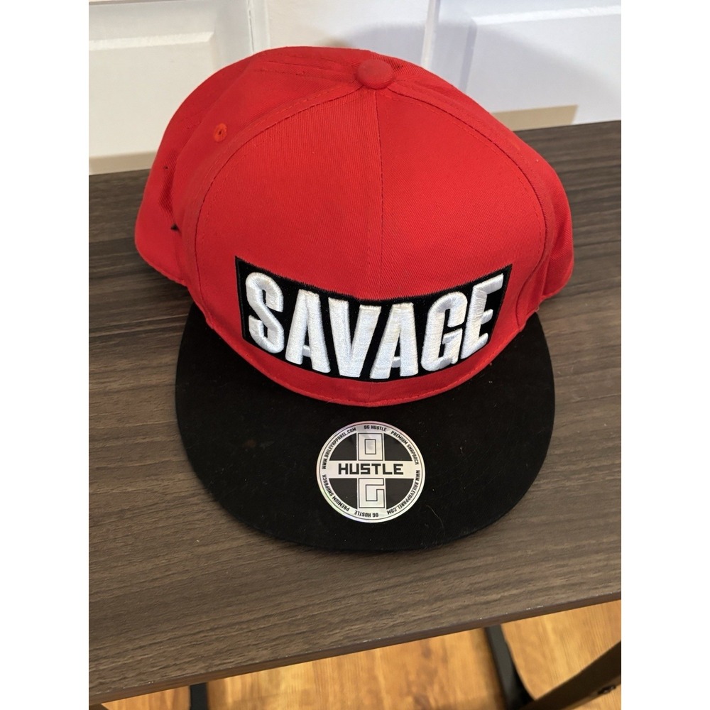 Hustle Savage Hat New Red With Black Bill